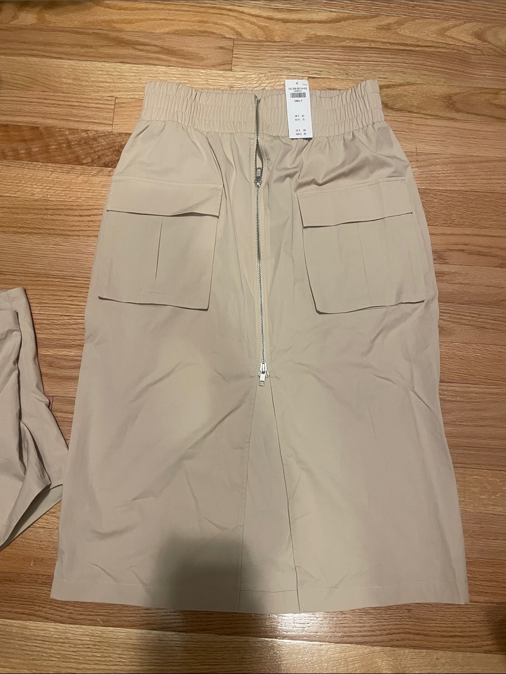 Abercrombie & Fitch Beige Utility Midi Skirt with Front Zip